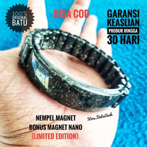 Gelang Batu Giok Black Jade Original Asli Aceh Plat Tabung Rantai
