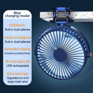 360° Adjustable Mini Clip Fan 5 Speed USB Mini Fan Rechargeable Fan Mini Fan Cooling Fan Clip Desktop USB Kipas Desktop