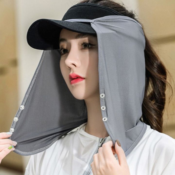 ALICE XU Face Shield Breathable Hanging Hat Shawl Cap For Men Silk ...