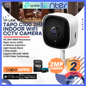 TP-LINK Tplink Wifi Wireless 2MP Night Vision Ip Network Indoor CCTV Camera Mic Speaker Micro SD Slot 128 Max Tapo C100
