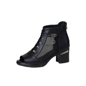 [Free Shipping] New High-Heeled Womens Mesh Sandals Chunky-Heeled Womens Shoes Mid-Heel Sandals Womens Sandals and Mom Shoes.