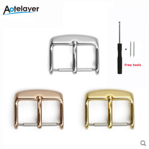 Aotelayer Khóa Đồng Hồ Rộng 12 14 16 18 20 22 Khóa Đồng Hồ Bằng Thép Không Gỉ 304 Khóa Chốt Dây Đeo Chất Lượng Cao Phụ Kiện Đồng Hồ Giao Diện Phẳng Cổ Điển