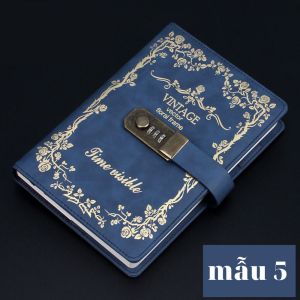 Sổ nhật kí - sổ tay kẻ ngang phong cách vintage cổ điển - có khóa mật khẩu cao cấp