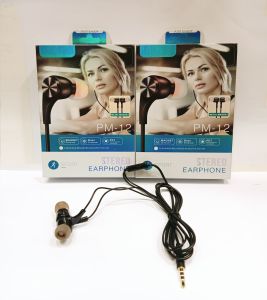 Handsfree + Mic PM12 Headset Metal Magnet Stereo Earphone Bass