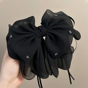 Rhinestone Bow Hair Clip Korean Fashion Elegant Hairpin Hair Clamp Hair Accessories for Women Girls