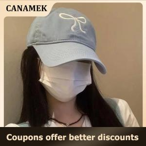 【 CANAMEK 】 Sweet Bowknot Baseball Cotton Adjustable Snapback Hat Spring Autumn Embroidery Womens Cap Outdoor Casual Sun Hat Visors Hat