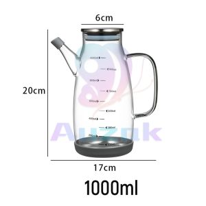 A.U. 600ml/800ml/1000ml Glass Oil Bottle Cooking Oil Vinegar Soy Sauce Bottle Leak Proof Kitchen Tool
