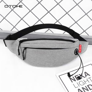 OTOHE Sport Waist Pack Cross Body Bag Pouch Bag Casual Men Chest Bag Men Fashion Shoulder Bag Waist Belt Bag Waterproof Oxford Cloth with Headphone Hole for Travel Outdoor
