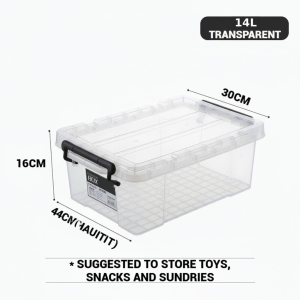 【DAILY ESSENTIAL】 Transparent PP Storage Box with Lid and Handles | Seven Size Options