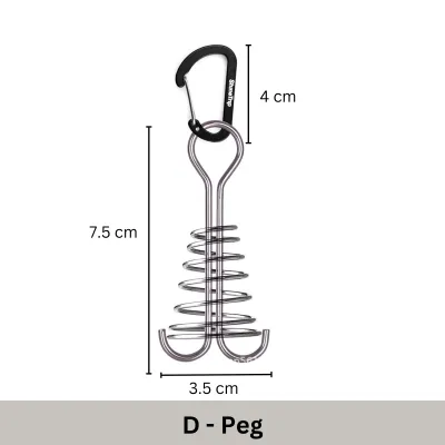 Outdoor Camping Spring Peg Tent Nail Rope Spring Tensioner Fishbone Deck Pegs Stakes Plank Floor Hook Barang Camping Accessories Pancang Khemah 露营地钉沙钉