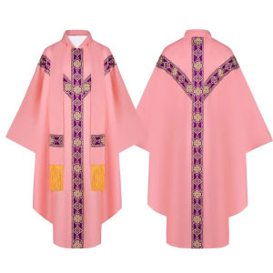 2024 New Priest Celebrant Chasuble Catholic Church Father Mass Vestments Robe with Tassel Clergy Robe