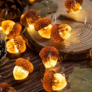 TAHVDF Artificial LED Pine Cone Acorn Light String Wall Mount Hanging Fall Acorn Lamp Festival Decorative Light Waterproof Fairy Lights Home