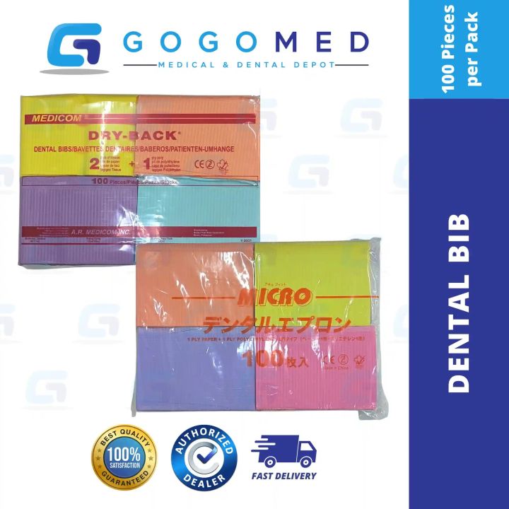 Dental Bib Disposable Polybib 3 Ply Film 100/125 pcs per pack More