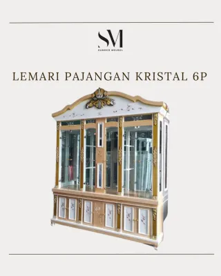 LEMARI PAJANGAN KACA 6 PINTU MAHKOTA TP