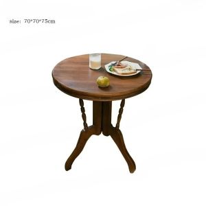 FFBH Retro Carving Wooden Art Coffee Tables Simple Multifunctional Round Bedroom Bedside Table Luxury Creative Living Room Furniture H5K8Q