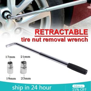Car Tire Wrench Heavy Duty L-type Mobile Socket Wrench Telescopic Tire Wrench W/ Double-head Sleeve