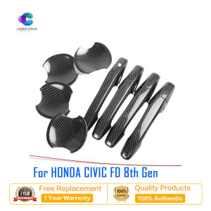 ฝาครอบ8ชิ้นด้ามจับสำหรับ HONDA Civic 2006 -2011 FD คาร์บอนไฟเบอร์ประตูด้านนอกอุปกรณ์เสริมรถยนต์
