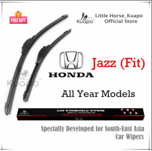 Honda Jazz (Fit) Wiper Blade Set/Pair for (Select Your Model) Car Front Window Wipers (silicone banana type 2pcs) by Kuapo