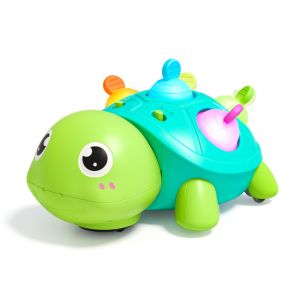 CUBBY Automatic Sensing Musical Turtle Toy LightMusic Flat Ground Escape Crawling Turtle Toys Dragging Toy Catch Up Moving Walking Turtle For Babies