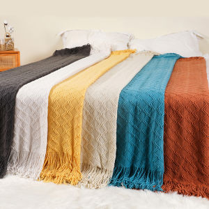 【Super low price】Knit Blanket Grey Nordic Waffle Plaid Sofa Throw Blankets Office Travel Tapestry Bedspread Bed Sofa Cover Home Textile Supplies