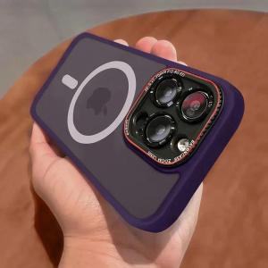 Luxury Matte Bumper Magnetic Clear Case For iPhone 15 14 13 12 Pro Max For Magsafe Wireless Charge Full Lens Protection Cover