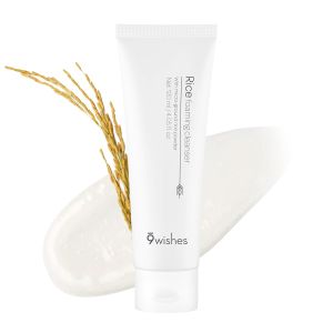 9 es Rice Foaming Cleanser - Korean Face Wash with Real Rice Powder &Water Extract Gentle Hydrating Cleanser for Sensitive & All Skin Types Deep Pore Cleansing - 120ml / 4.05 fl.oz.