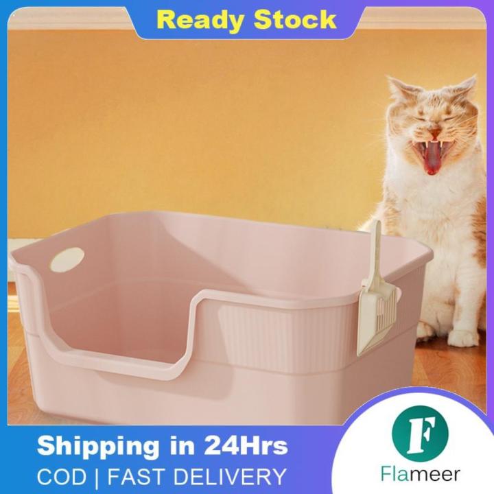 Flameer Open Litter Box Cat Sand Box Cat Litter Container Sand Box ...