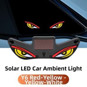 PURETEN Wireless Solar Devil Eyes Car LED Warning Light Suction Cup Vibration Lights on Car Warning Light Gifts Car Decor LED Car Light