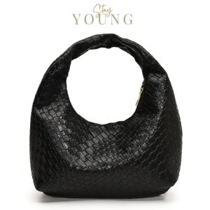UISNMll #91126 Fashionable  Soft PU Leather Armpit Bag Hobo Bag Handbag Woven Pattern Commuter Bag