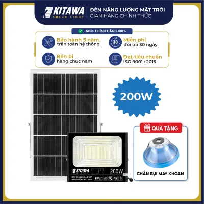 [VOUCHER 10%] Đèn Pha Năng Lượng Mặt Trời 200W Siêu Sáng Độ Bền Cao Công Nghệ Tự Động Chống Nước IP67 An Toàn Dễ Lắp Đặt KITAWA - DP1200 - Sản Phẩm Chính Hãng