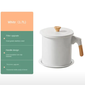 Oil Pot Wadah Saringan Minyak Goreng Kitchen Oil Filter Pot Wooden Handle