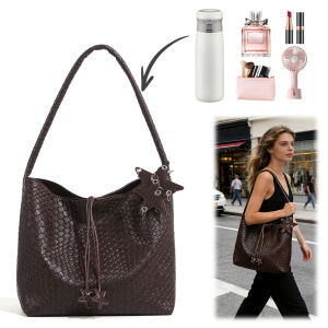 Durable Pet Carrier Bag for Small Pets Woven PU Leather Shoulder Bag with Multiple Compartments for Travel and Daily Use