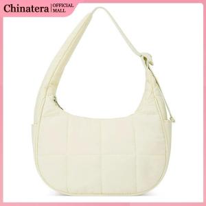 Fashionable Nylon Quilted Handbag for Women with Adjustable Strap Lightweight Bag for Shopping and Casual Wear in Mint and Rust