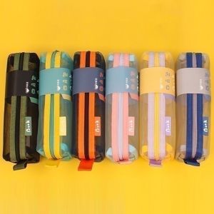 YUDESHUI Students Mesh Pen Bag School Exam Writing Pouch Creative Large Capacity Stationery Organizer Office