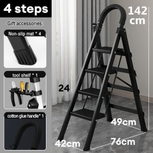 Collapsible ladder Carbon steel thick ladder 3/4/5/6 step ladder portable outdoor multi-functional non-slip ladder folda
