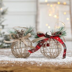 HCHC MALL Iron Christmas Ball Creative 8cm Hollow Ball Hanging Ornament Festive Atmosphere Decoration Delicate Christmas Tree Pendant Background Layout