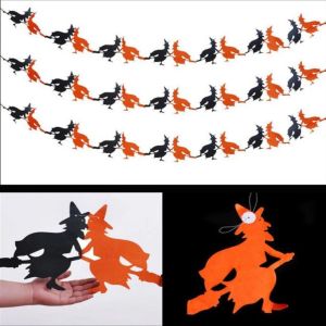 WENYOU Giấy tổ ong Dây treo trang trí Halloween 3 mét  hoa Biểu ngữ tiệc Halloween Trang trí Dơi Xương Dây chuỗi giấy trang trí Tiệc Halloween