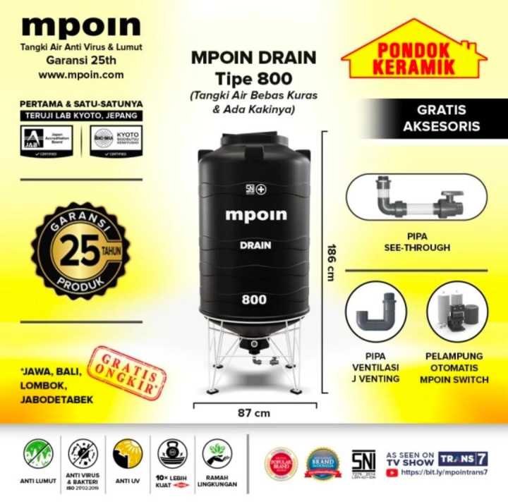 MPOIN Plus Drain 800 L Tangki Air Tandon Air Toren Air Anti Lumut