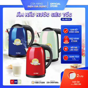 Ấm Đun Nước Siêu Tốc Cao Cấp Gali Thân Hai Lớp Inox 304 Và Nhựa Nguyên Sinh Hàng Nhập Khẩu Chất Lượng Tốt Dung Tích 1.8 Lít An Toàn Cho Sức Khỏe Người Sử Dụng 0017C