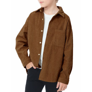 Rolanko Kids Boys Corduroy Shirt Long Sleeves Flip Collar Coat Children Fashion Casual Costume 5-13 Years