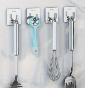 Stainless Steel Hooks - No Drill Needed Punch-Free Installation Strong Adhesive Wall Hooks -Keimav