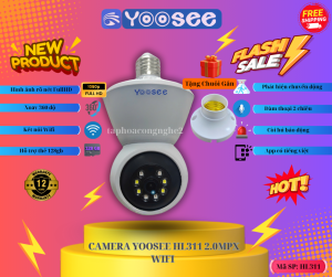 CAMERA Trong Nhà WIFI YOOSEE Bóng Đèn Thiết Kế Nhỏ Gọn Xoay 360 Độ Ban Đêm Có Màu Đàm Thoại 2 Chiều - BẢO HÀNH 12 THÁNG