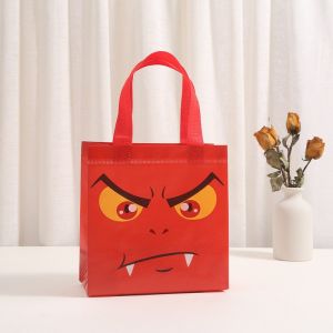 Halloween Non-Woven Snack Bag Cartoon Pumpkin Ghost Bat Pattern Tote Bag 2024 "Trick or Treat" Halloween Party Favor Packaging Bag