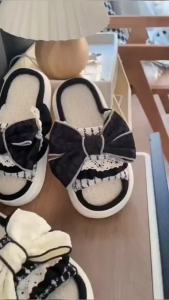 Korean-Style Bowknot Linen Slippers Cute Summer Sandals Casual For All Seasons Suitable For Home And Outdoor Wear