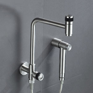 ZOOKV Single Cold Wall Mouted Faucet Sprayer Set 304 Stainless Steel Water Tap Outfits Suitable For Home And Outdoor 904a/LR92B