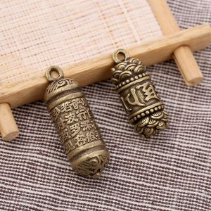 BWNTIX Portable Gift Memorial Keepsake Cylindrical box Carving Scriptures Openable Travel Pill Case Medicine Pill Box Necklace Pendant Buddhist Pendant