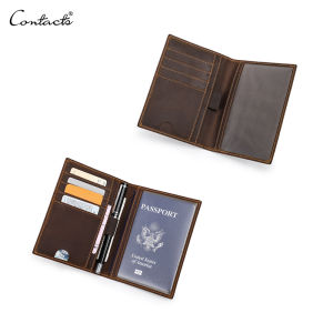 Genuine Leather Passport Holder Card Holder Vintage Crazy Horse Leather Passport Cover With Pen Slot