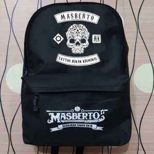 tas sekolah masberto kingdom logo sablon padi kapas