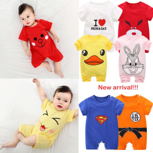 Newborn Baby Girl or Boy Cartoon Animal Cotton Short Sleeve Rompers Baju Bayi Soft Clothing Toddler Jumpsuits