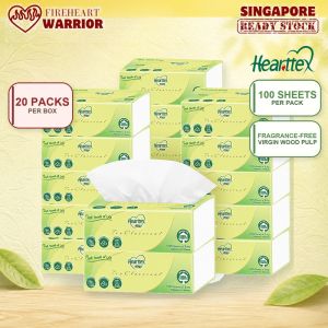 【Fireheart Warrior】 【20Packs/Box】心相印Hearttex 3-Ply Facial Tissue 100 Sheets Soft Fragrance-Free Box Tissue Virgin Wood